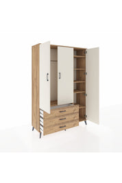 Hyperion Dolap 6 Raflı 3 Çekmeceli Tek Askılı 132x44x195 Çam-Aytaşı/Çam