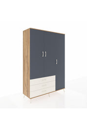 Hyperion Dolap 6 Raflı 3 Çekmeceli Tek Askılı 132x44x195 Çam-Antrasit/Aytaşı