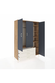 Hyperion Dolap 6 Raflı 3 Çekmeceli Tek Askılı 132x44x195 Çam-Antrasit/Aytaşı