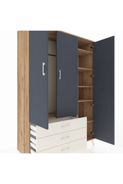 Hyperion Dolap 6 Raflı 3 Çekmeceli Tek Askılı 132x44x195 Çam-Antrasit/Aytaşı