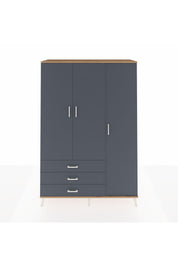 Hyperion Dolap 6 Raflı 3 Çekmeceli Tek Askılı 132x44x195 Çam-Antrasit/Antrasit