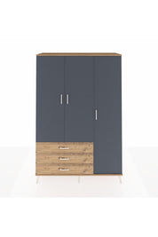 Hyperion Dolap 6 Raflı 3 Çekmeceli Tek Askılı 132x44x195 Çam-Antrasit/Çam