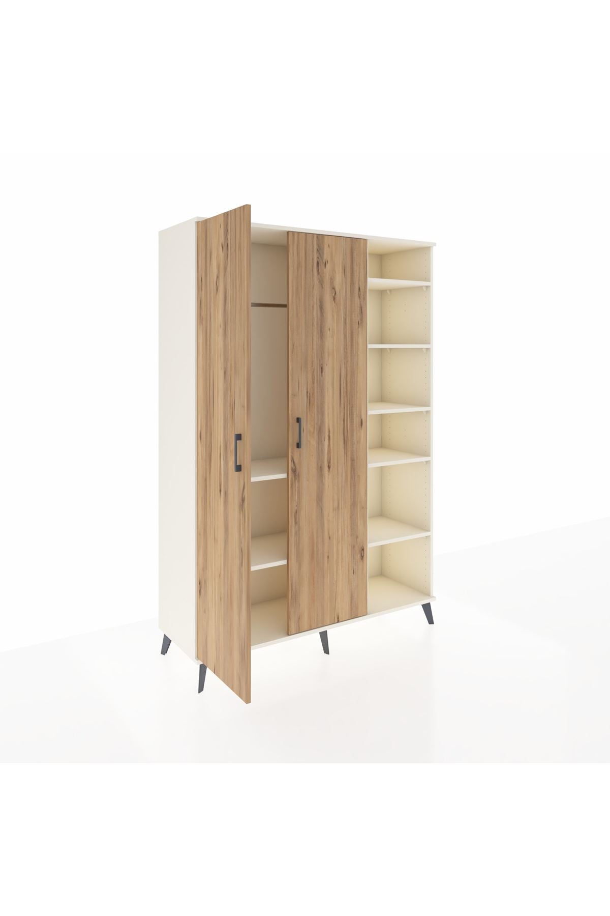 Hyperion Dolap 7 Raflı 2 Kapaklı Tek Askılı 132x44x195 Aytaşı-Çam/Aytaşı