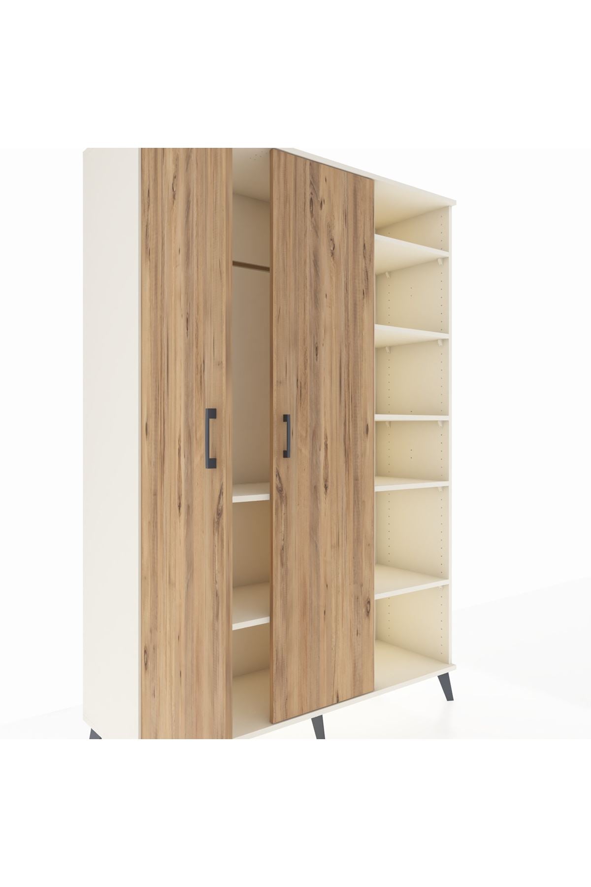 Hyperion Dolap 7 Raflı 2 Kapaklı Tek Askılı 132x44x195 Aytaşı-Çam/Aytaşı