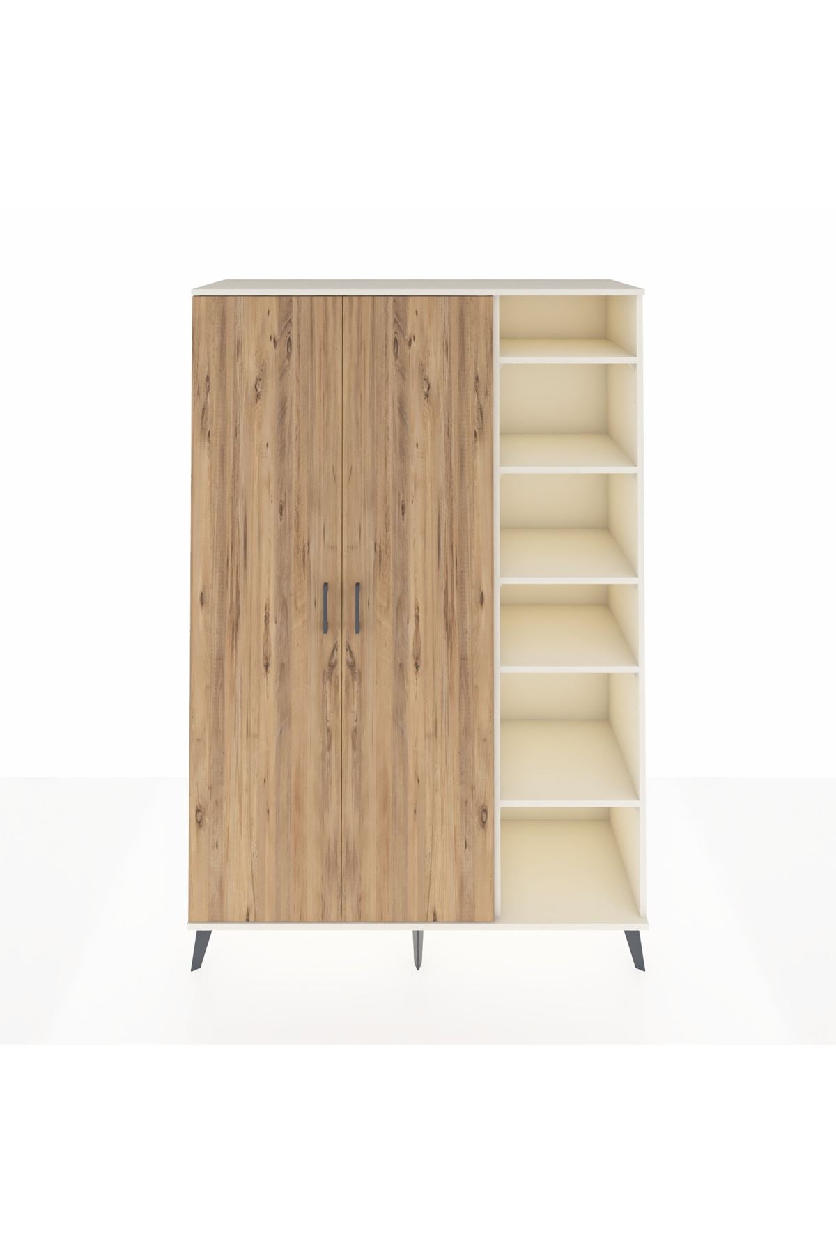 Hyperion Dolap 7 Raflı 2 Kapaklı Tek Askılı 132x44x195 Aytaşı-Çam/Çam