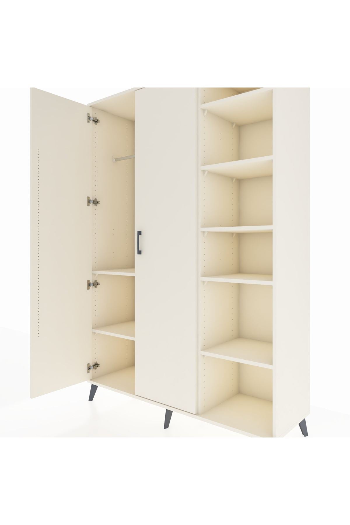 Hyperion Dolap 7 Raflı 2 Kapaklı Tek Askılı 132x44x195 Aytaşı-Aytaşı/Aytaşı