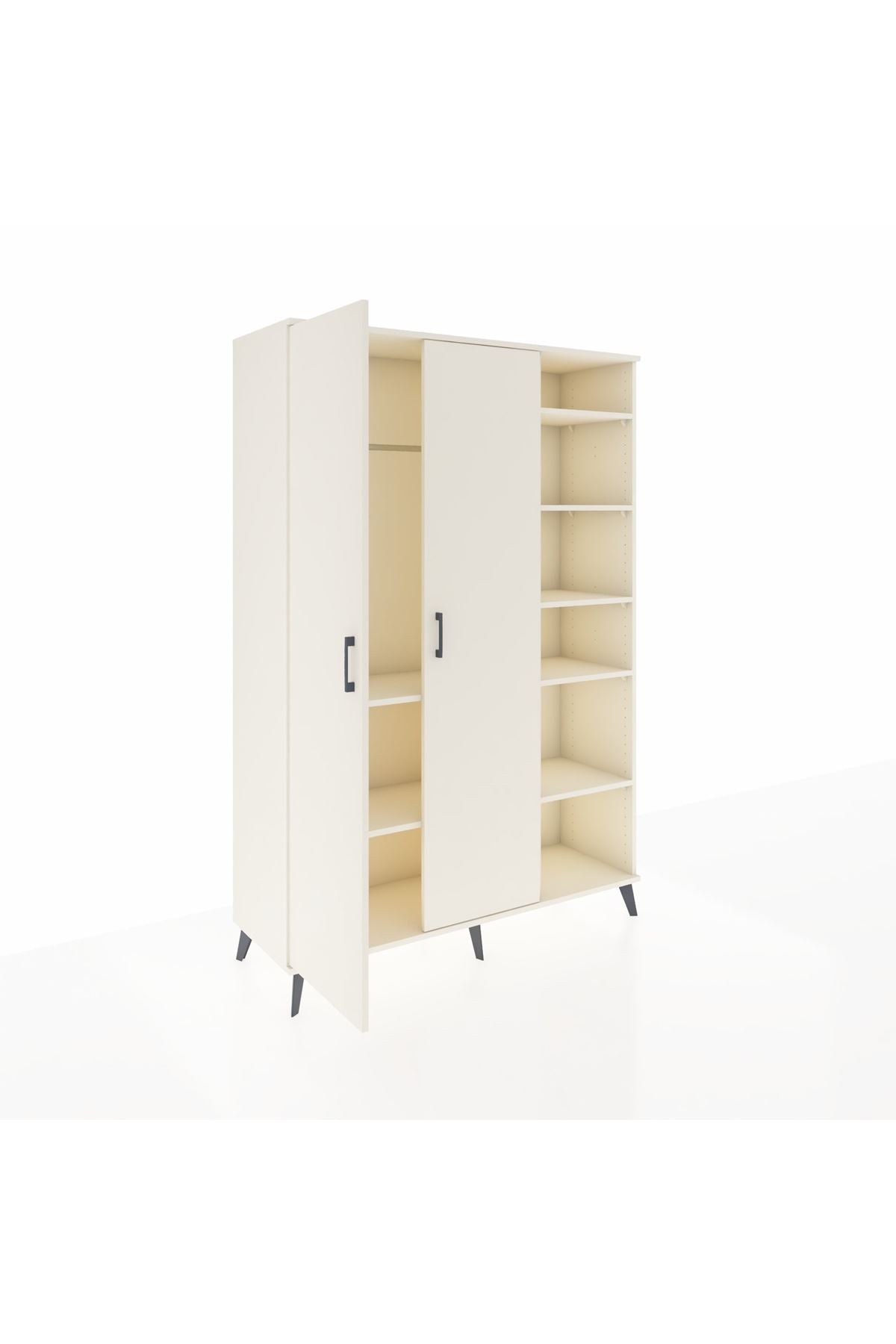 Hyperion Dolap 7 Raflı 2 Kapaklı Tek Askılı 132x44x195 Aytaşı-Aytaşı/Aytaşı