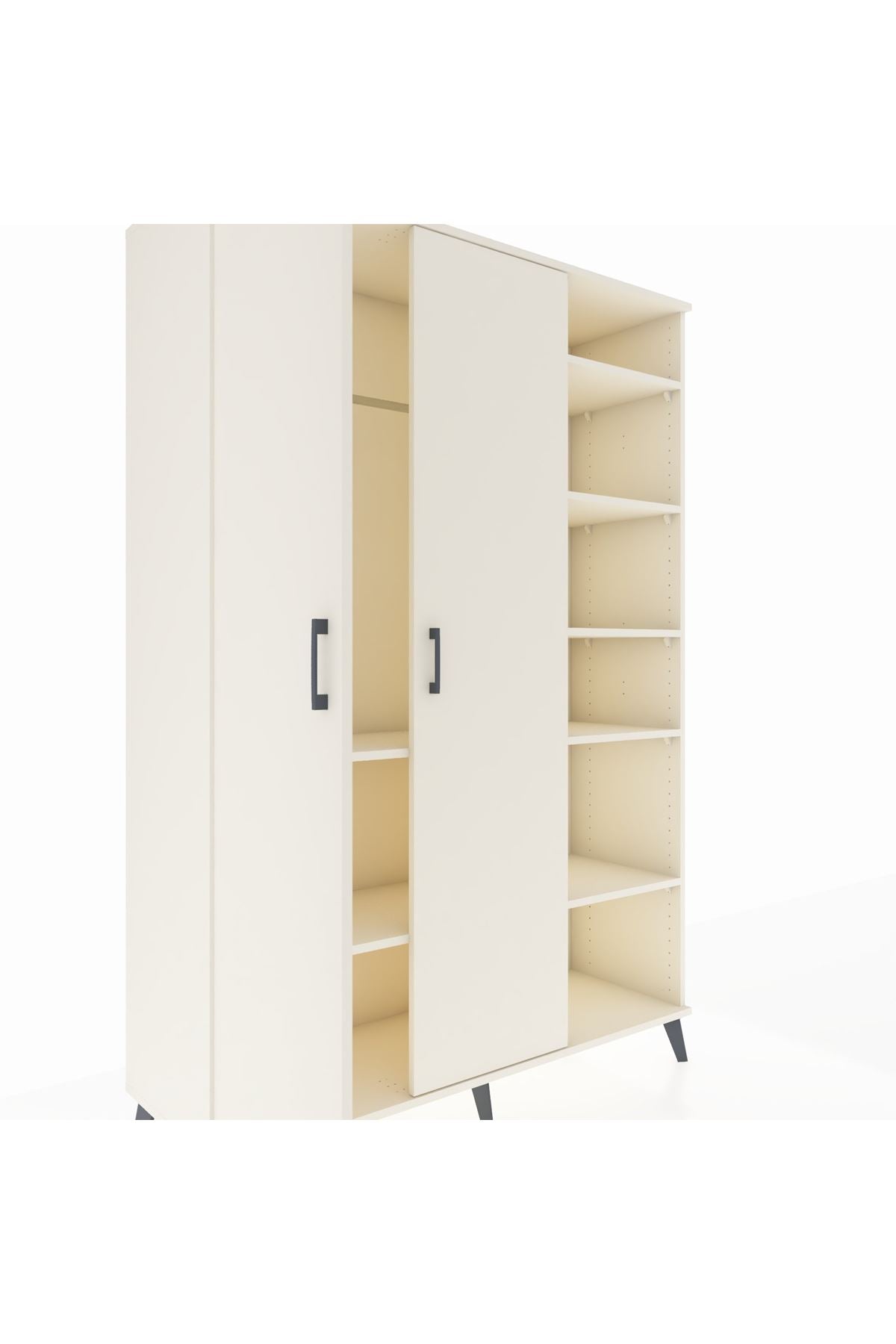 Hyperion Dolap 7 Raflı 2 Kapaklı Tek Askılı 132x44x195 Aytaşı-Aytaşı/Aytaşı