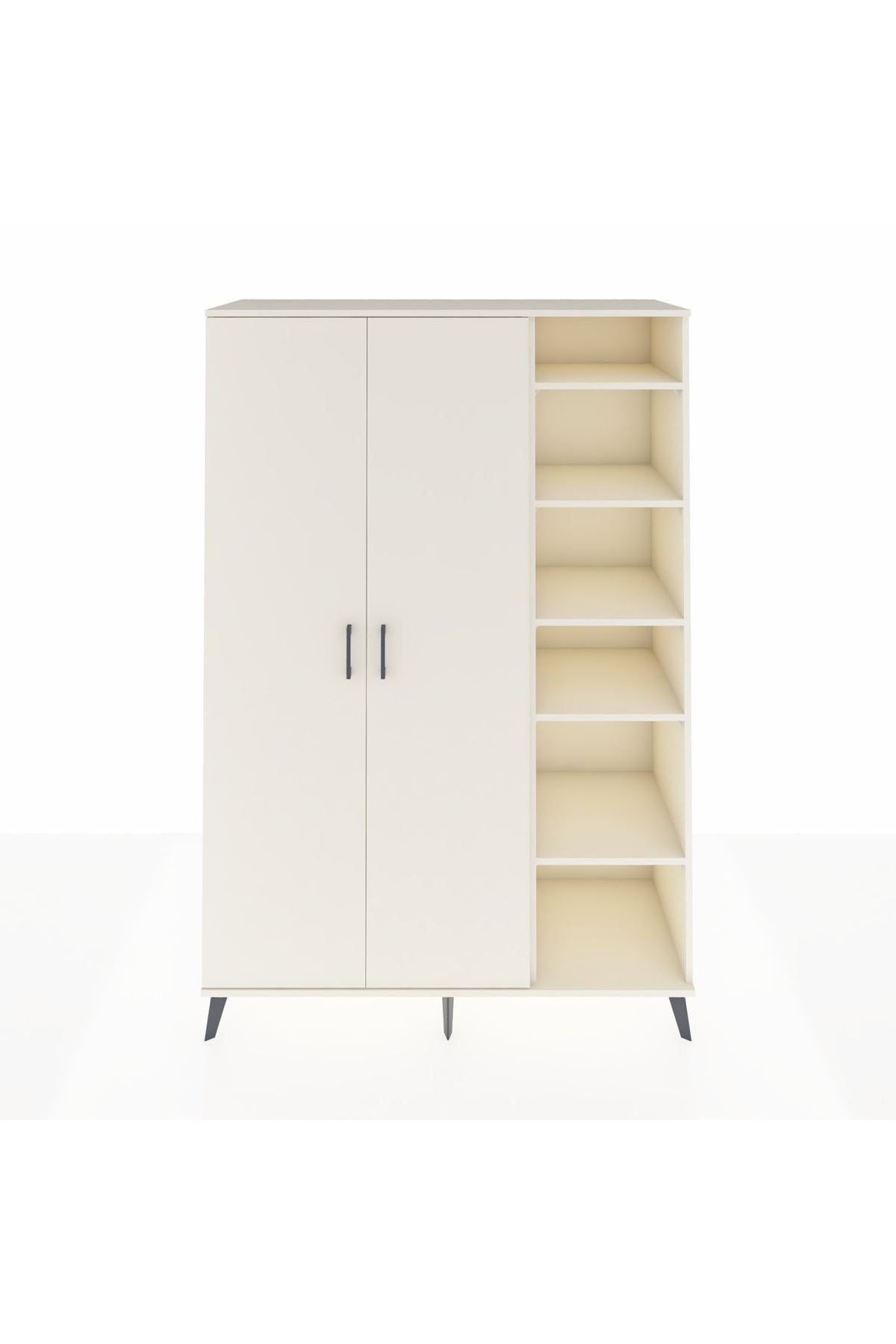 Hyperion Dolap 7 Raflı 2 Kapaklı Tek Askılı 132x44x195 Aytaşı-Aytaşı/Antrasit