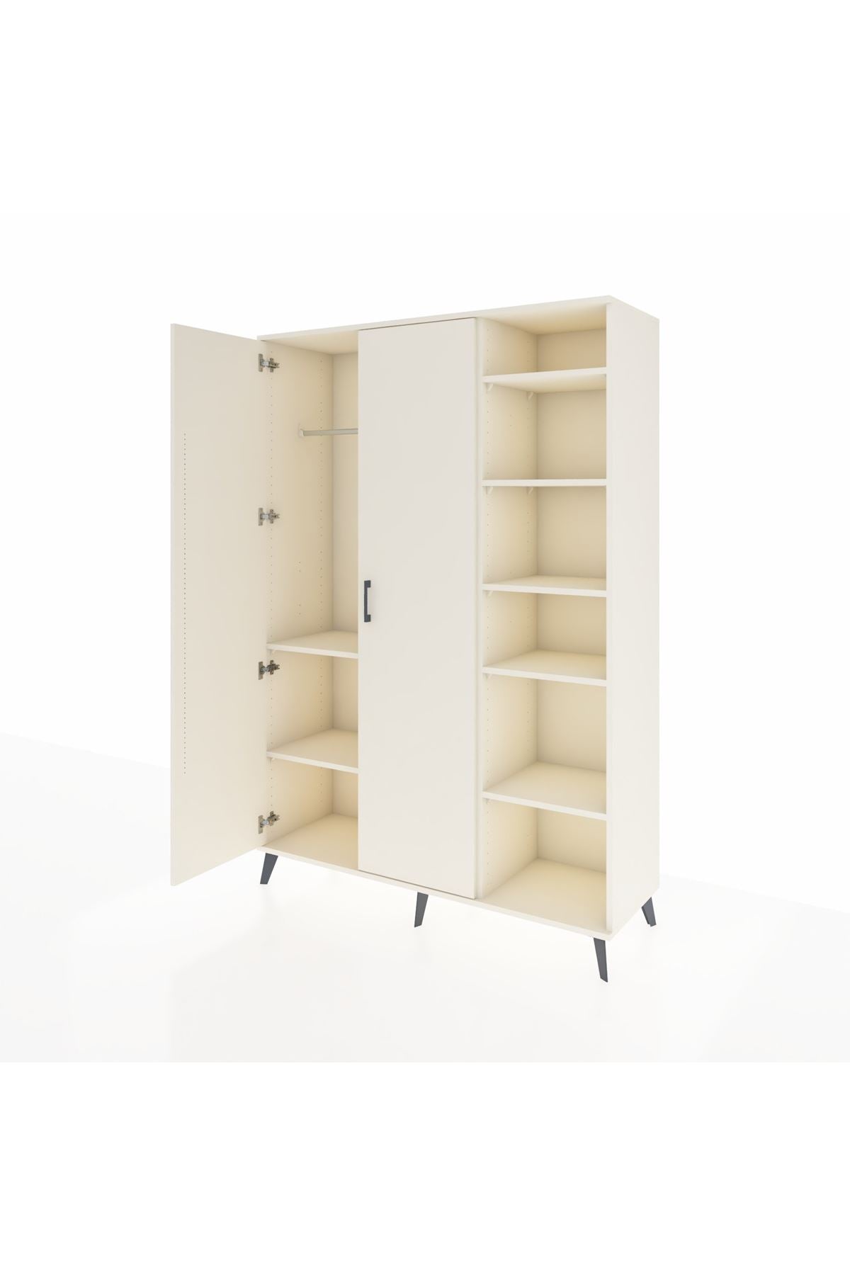 Hyperion Dolap 7 Raflı 2 Kapaklı Tek Askılı 132x44x195 Aytaşı-Aytaşı/Antrasit