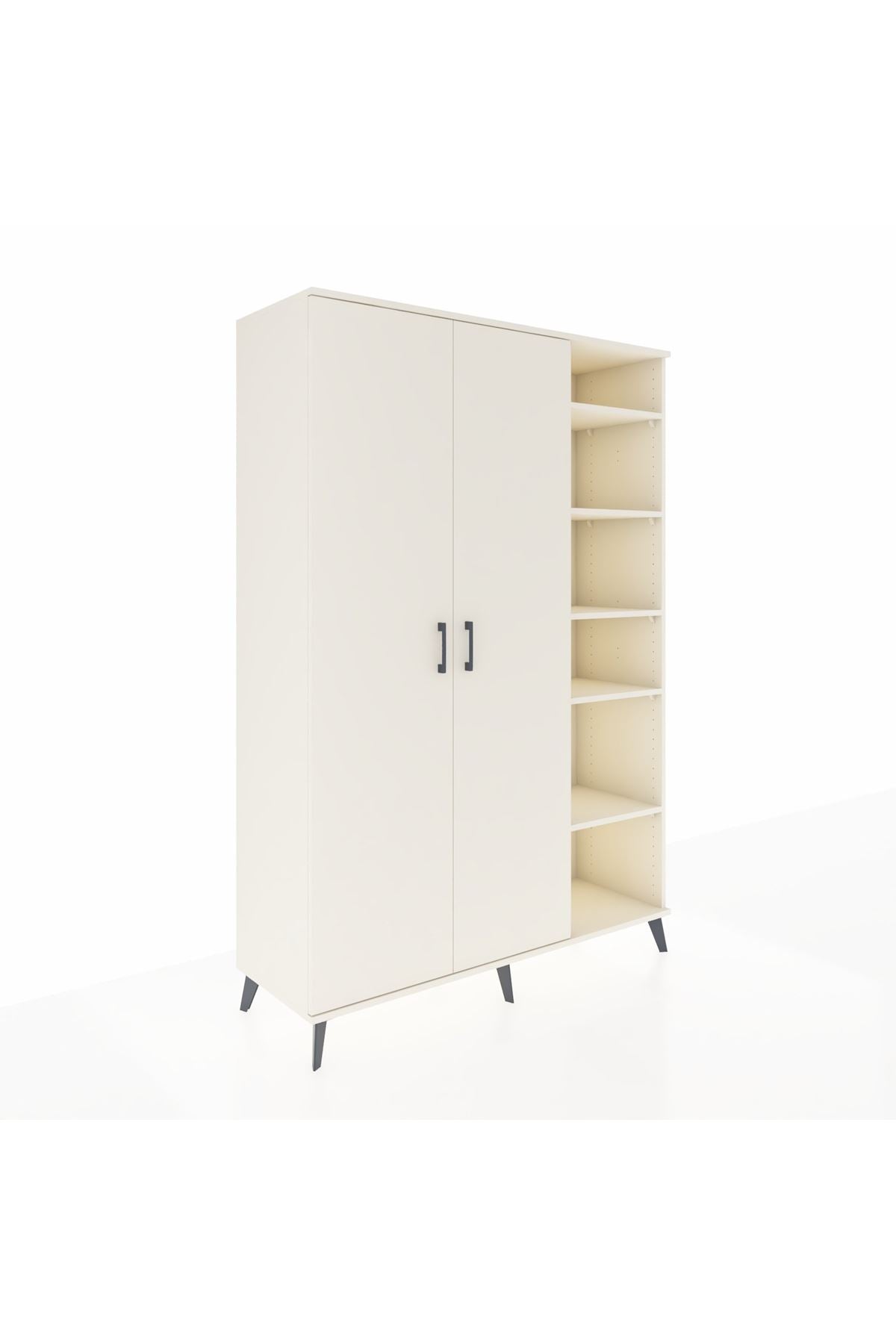 Hyperion Dolap 7 Raflı 2 Kapaklı Tek Askılı 132x44x195 Aytaşı-Aytaşı/Antrasit