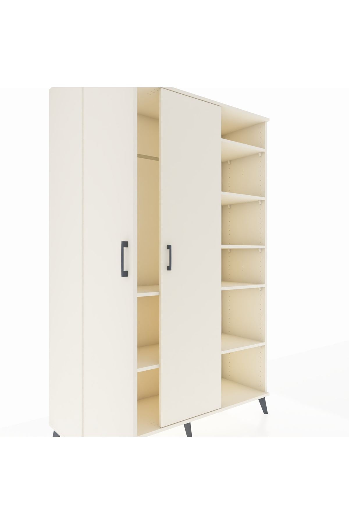 Hyperion Dolap 7 Raflı 2 Kapaklı Tek Askılı 132x44x195 Aytaşı-Aytaşı/Antrasit