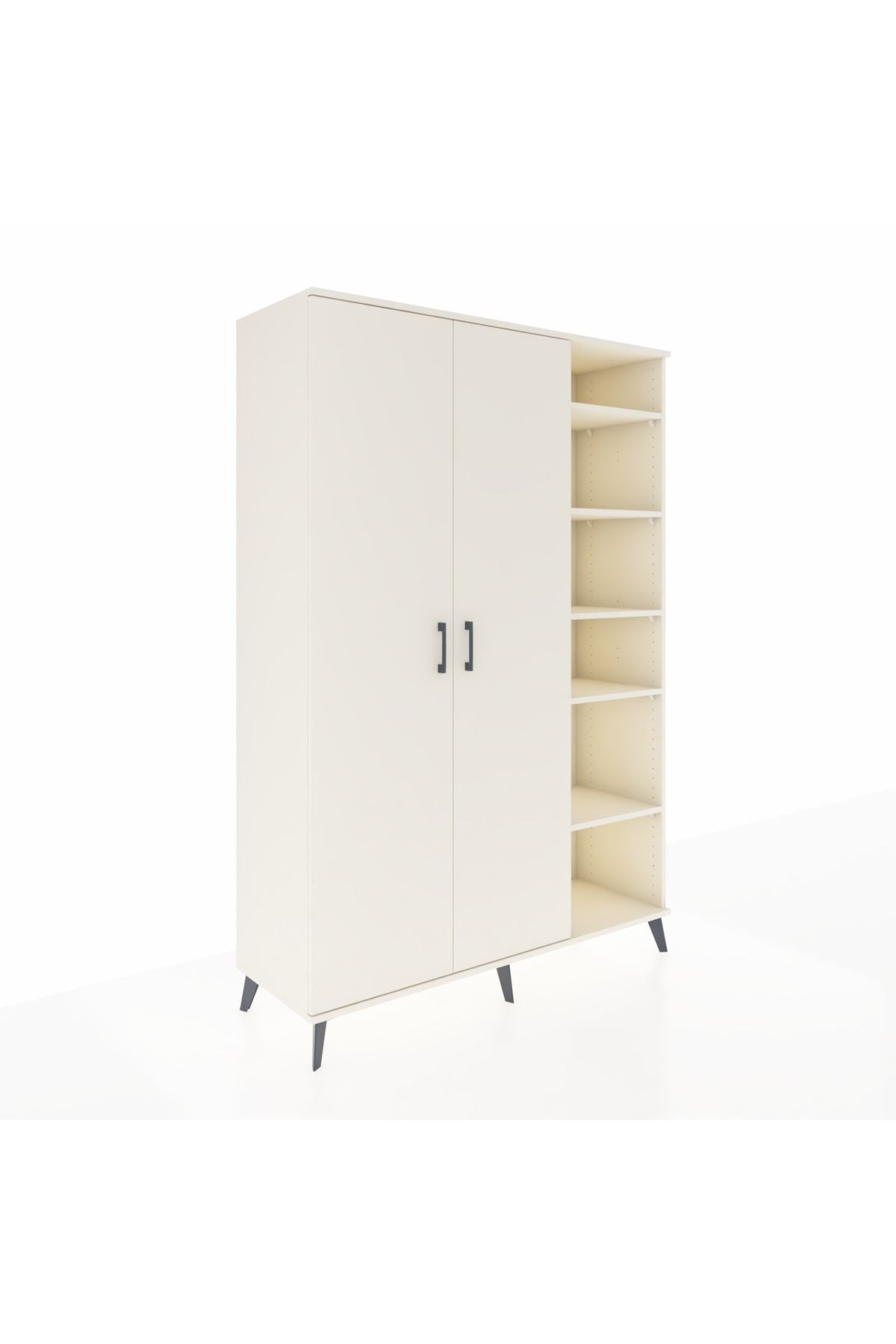 Hyperion Dolap 7 Raflı 2 Kapaklı Tek Askılı 132x44x195 Aytaşı-Aytaşı/Çam