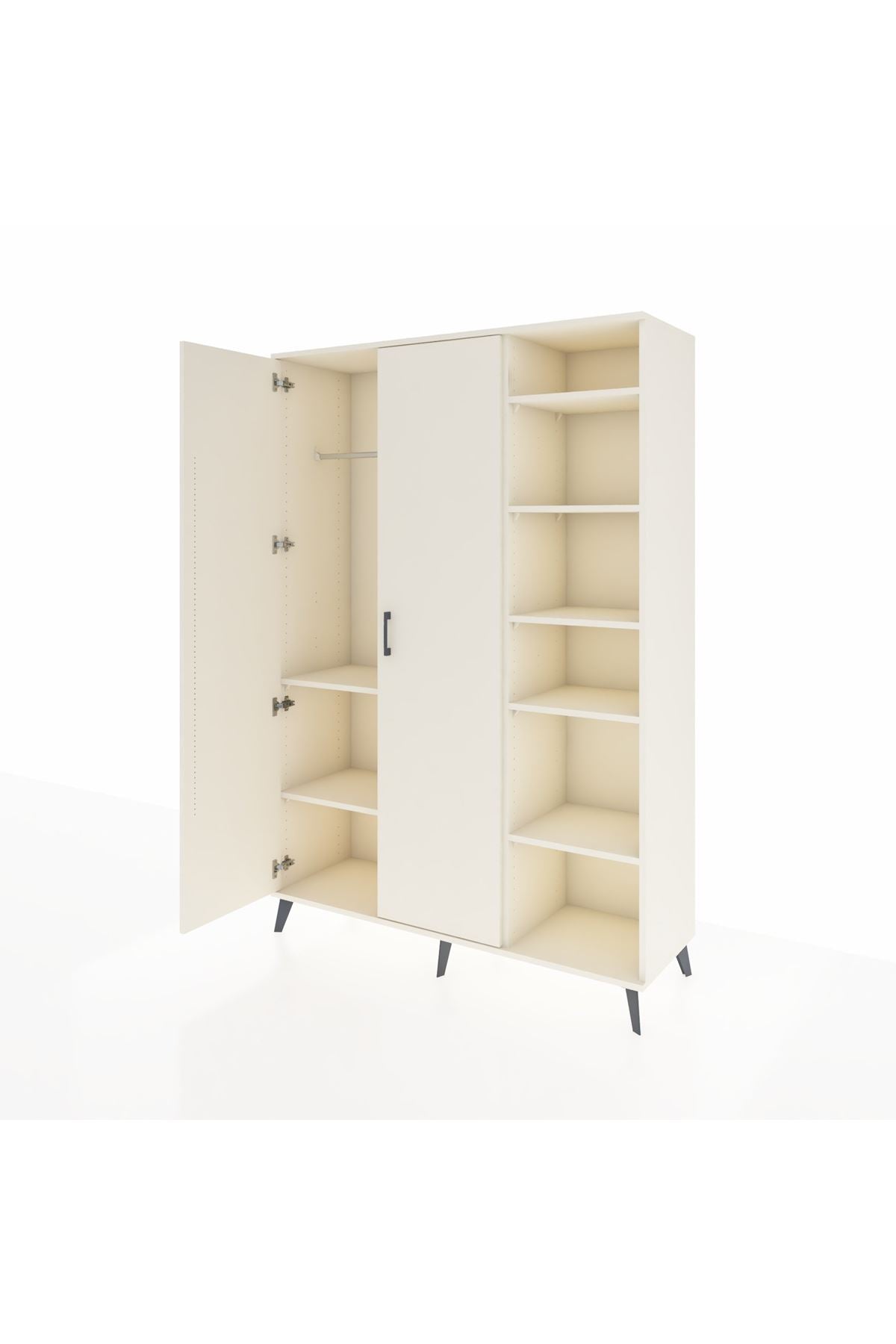 Hyperion Dolap 7 Raflı 2 Kapaklı Tek Askılı 132x44x195 Aytaşı-Aytaşı/Çam