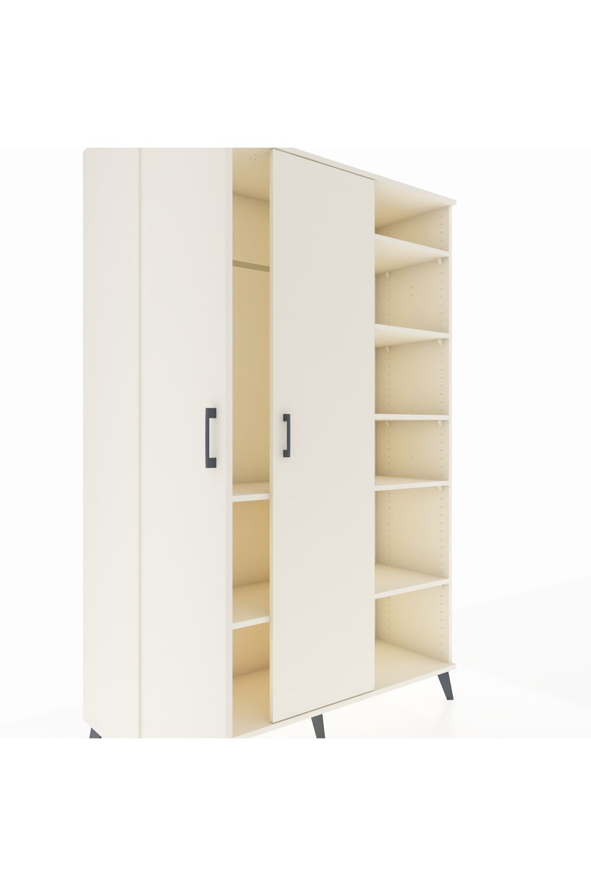 Hyperion Dolap 7 Raflı 2 Kapaklı Tek Askılı 132x44x195 Aytaşı-Aytaşı/Çam