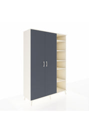 Hyperion Dolap 7 Raflı 2 Kapaklı Tek Askılı 132x44x195 Aytaşı-Antrasit/Aytaşı