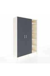 Hyperion Dolap 7 Raflı 2 Kapaklı Tek Askılı 132x44x195 Aytaşı-Antrasit/Antrasit