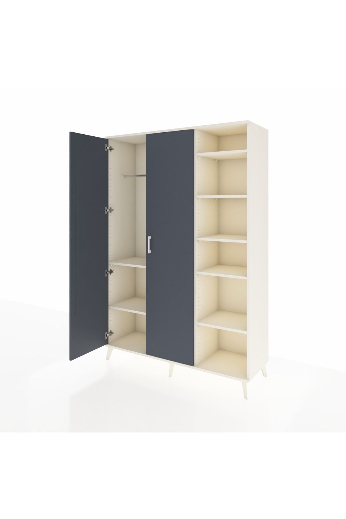 Hyperion Dolap 7 Raflı 2 Kapaklı Tek Askılı 132x44x195 Aytaşı-Antrasit/Çam