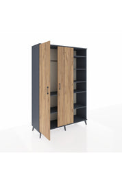 Hyperion Dolap 7 Raflı 2 Kapaklı Tek Askılı 132x44x195 Antrasit-Çam/Antrasit