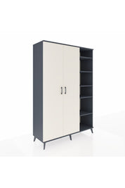Hyperion Dolap 7 Raflı 2 Kapaklı Tek Askılı 132x44x195 Antrasit-Aytaşı/Aytaşı