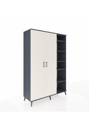 Hyperion Dolap 7 Raflı 2 Kapaklı Tek Askılı 132x44x195 Antrasit-Aytaşı/Çam