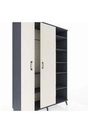 Hyperion Dolap 7 Raflı 2 Kapaklı Tek Askılı 132x44x195 Antrasit-Aytaşı/Çam