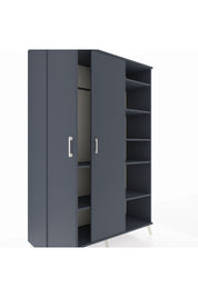 Hyperion Dolap 7 Raflı 2 Kapaklı Tek Askılı 132x44x195 Antrasit-Antrasit/Aytaşı