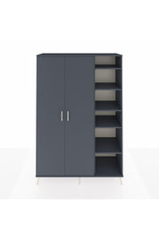 Hyperion Dolap 7 Raflı 2 Kapaklı Tek Askılı 132x44x195 Antrasit-Antrasit/Antrasit