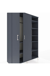 Hyperion Dolap 7 Raflı 2 Kapaklı Tek Askılı 132x44x195 Antrasit-Antrasit/Antrasit