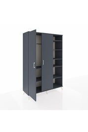 Hyperion Dolap 7 Raflı 2 Kapaklı Tek Askılı 132x44x195 Antrasit-Antrasit/Antrasit