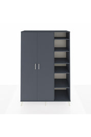 Hyperion Dolap 7 Raflı 2 Kapaklı Tek Askılı 132x44x195 Antrasit-Antrasit/Çam