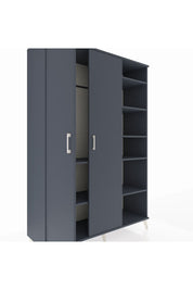 Hyperion Dolap 7 Raflı 2 Kapaklı Tek Askılı 132x44x195 Antrasit-Antrasit/Çam