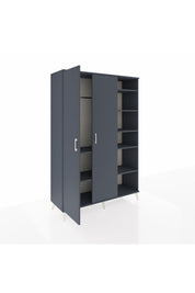 Hyperion Dolap 7 Raflı 2 Kapaklı Tek Askılı 132x44x195 Antrasit-Antrasit/Çam