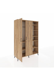 Hyperion Dolap 7 Raflı 2 Kapaklı Tek Askılı 132x44x195 Çam-Çam/Aytaşı