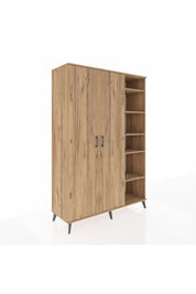 Hyperion Dolap 7 Raflı 2 Kapaklı Tek Askılı 132x44x195 Çam-Çam/Antrasit