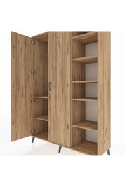 Hyperion Dolap 7 Raflı 2 Kapaklı Tek Askılı 132x44x195 Çam-Çam/Antrasit