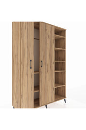 Hyperion Dolap 7 Raflı 2 Kapaklı Tek Askılı 132x44x195 Çam-Çam/Antrasit