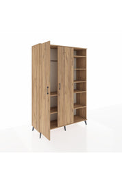 Hyperion Dolap 7 Raflı 2 Kapaklı Tek Askılı 132x44x195 Çam-Çam/Çam