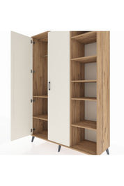 Hyperion Dolap 7 Raflı 2 Kapaklı Tek Askılı 132x44x195 Çam-Aytaşı/Çam