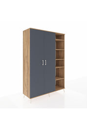 Hyperion Dolap 7 Raflı 2 Kapaklı Tek Askılı 132x44x195 Çam-Antrasit/Antrasit