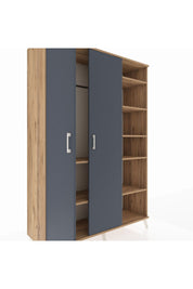 Hyperion Dolap 7 Raflı 2 Kapaklı Tek Askılı 132x44x195 Çam-Antrasit/Çam