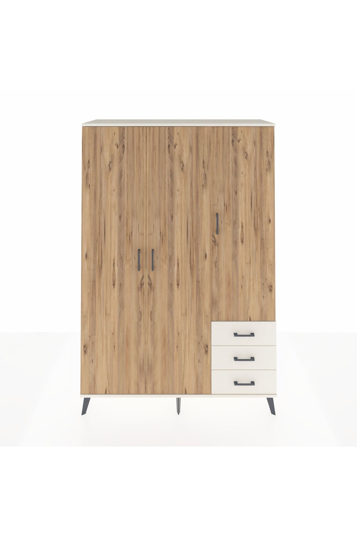 Hyperion Dolap 6 Raflı 3 Çekmeceli Tek Askılı 132x44x195 Aytaşı-Çam/Aytaşı