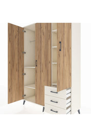 Hyperion Dolap 6 Raflı 3 Çekmeceli Tek Askılı 132x44x195 Aytaşı-Çam/Aytaşı