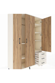 Hyperion Dolap 6 Raflı 3 Çekmeceli Tek Askılı 132x44x195 Aytaşı-Çam/Aytaşı