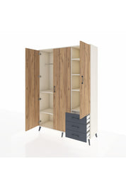 Hyperion Dolap 6 Raflı 3 Çekmeceli Tek Askılı 132x44x195 Aytaşı-Çam/Antrasit