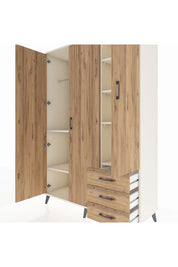 Hyperion Dolap 6 Raflı 3 Çekmeceli Tek Askılı 132x44x195 Aytaşı-Çam/Çam