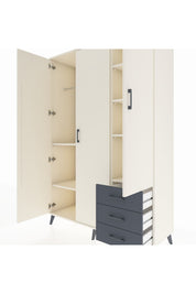 Hyperion Dolap 6 Raflı 3 Çekmeceli Tek Askılı 132x44x195 Aytaşı-Aytaşı/Antrasit