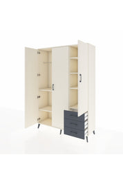 Hyperion Dolap 6 Raflı 3 Çekmeceli Tek Askılı 132x44x195 Aytaşı-Aytaşı/Antrasit