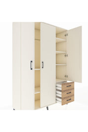 Hyperion Dolap 6 Raflı 3 Çekmeceli Tek Askılı 132x44x195 Aytaşı-Aytaşı/Çam