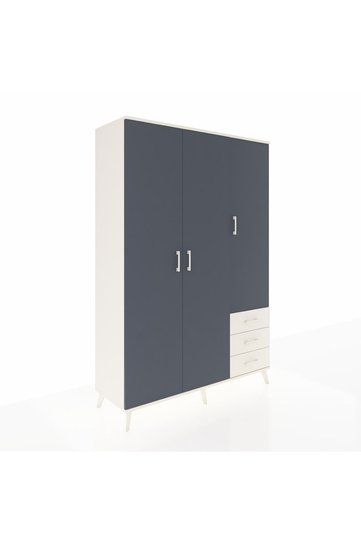 Hyperion Dolap 6 Raflı 3 Çekmeceli Tek Askılı 132x44x195 Aytaşı-Antrasit/Aytaşı